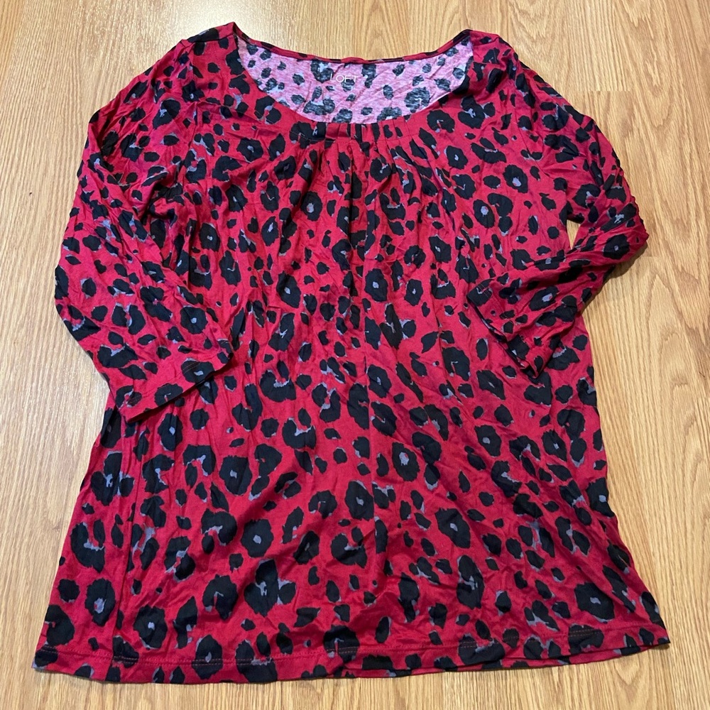 LOFT long sleeve Red Animal Print shirt